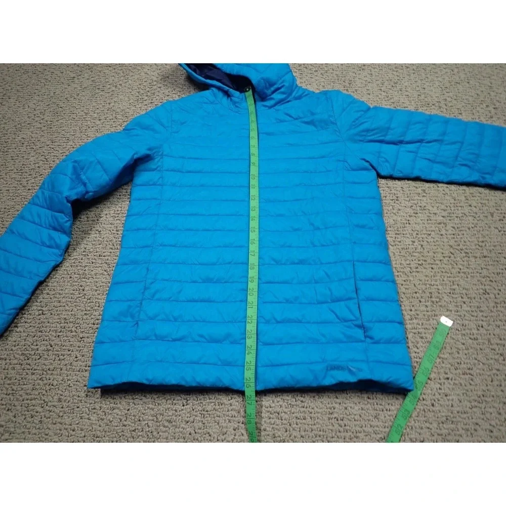 Lands End Puffer Jacket Girls XL 18-20 Blue Excellent Primaloft Hooded Outerwear